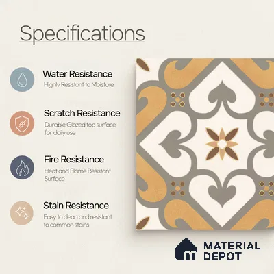 Multifired Moroccan Floor & Wall Tile TL 05678 B Zellige Ivory Lattice 12 x 12 inch Vitrified Matte Finish - 9 mm | Suitable for Living Room, Bathroom, Kitchen & Backsplash