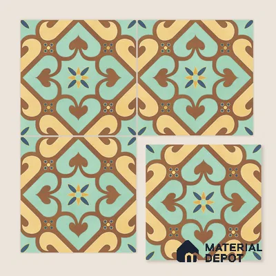 Multifired Moroccan Floor & Wall Tile TL 05678 Zellige Cerulean Lattice 12 x 12 inch Vitrified Matte Finish - 9 mm | Suitable for Living Room, Bathroom, Kitchen & Backsplash