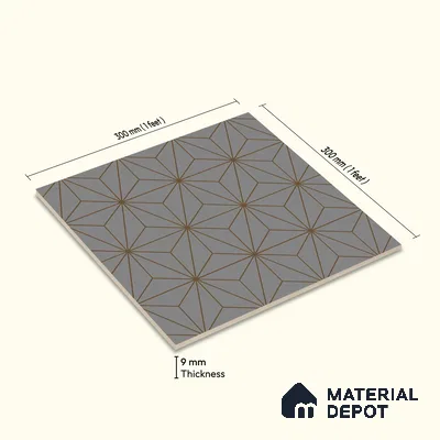 Multifired Moroccan Floor & Wall Tile TL 05680 B Zellige Black Equal Metal 12 x 12 inch Vitrified Matte Finish - 9 mm | Suitable for Living Room, Bathroom, Kitchen & Backsplash