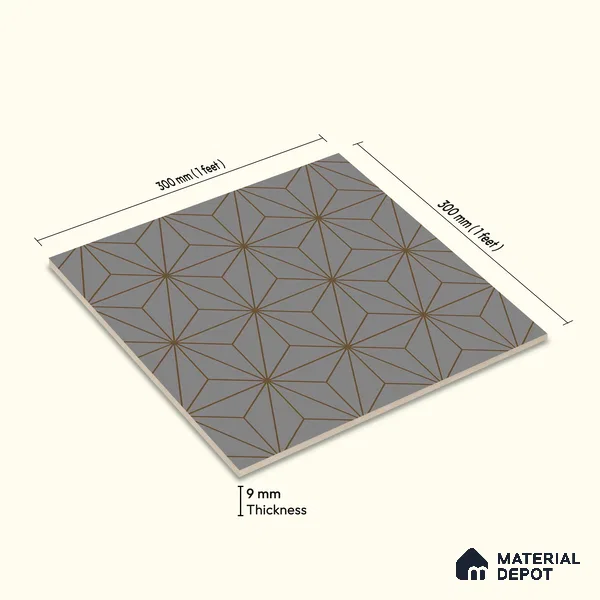 Multifired Moroccan Floor & Wall Tile TL 05680 B Zellige Black Equal Metal 12 x 12 inch Vitrified Matte Finish - 9 mm | Suitable for Living Room, Bathroom, Kitchen & Backsplash