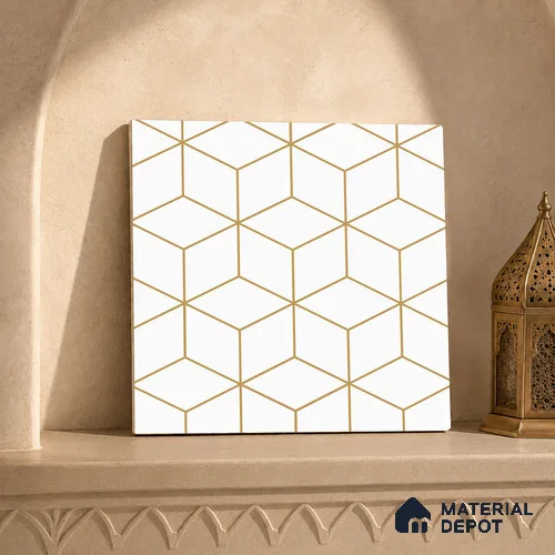 Multifired Moroccan Floor & Wall Tile TL 05681 Zellige Primary Yellow 1 ft x 1 ft Vitrified Matte Finish - 9 mm | Suitable for Kitchen, Bathroom, Balcony