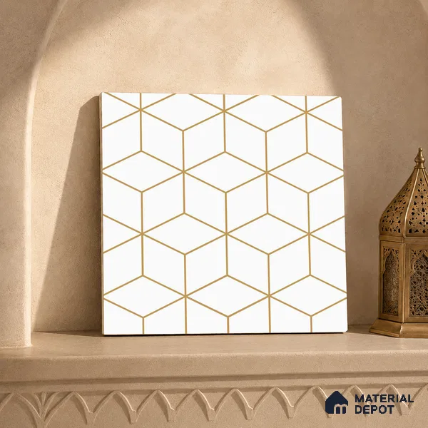 Multifired Moroccan Floor & Wall Tile TL 05681 Zellige Primary Yellow 1 ft x 1 ft Vitrified Matte Finish - 9 mm | Suitable for Kitchen, Bathroom, Balcony