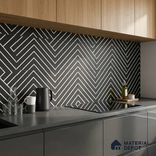 Multifired Moroccan Floor & Wall Tile TL 05682 B Zellige Dark Onyx 1 ft x 1 ft Vitrified Matte Finish - 9 mm | Suitable for Kitchen, Bathroom, Balcony