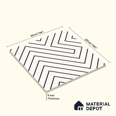 Multifired Moroccan Floor & Wall Tile TL 05682 Zellige Light Onyx 12 x 12 inch Vitrified Matte Finish - 9 mm | Suitable for Living Room, Bathroom, Kitchen & Backsplash