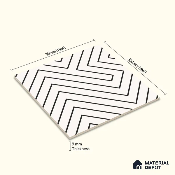 Multifired Moroccan Floor & Wall Tile TL 05682 Zellige Light Onyx 12 x 12 inch Vitrified Matte Finish - 9 mm | Suitable for Living Room, Bathroom, Kitchen & Backsplash