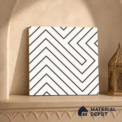Multifired Moroccan Floor & Wall Tile TL 05682 Zellige Light Onyx 12 x 12 inch Vitrified Matte Finish - 9 mm | Suitable for Living Room, Bathroom, Kitchen & Backsplash