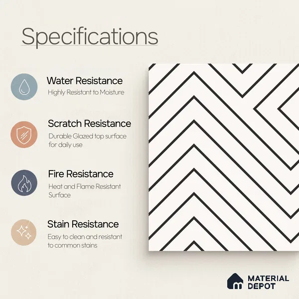 Multifired Moroccan Floor & Wall Tile TL 05682 Zellige Light Onyx 12 x 12 inch Vitrified Matte Finish - 9 mm | Suitable for Living Room, Bathroom, Kitchen & Backsplash