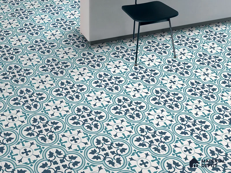 Multifired Moroccan Floor & Wall Tile TL 05683 B Zellige Aqua Mist 12 x 12 inch Vitrified Matte Finish - 9 mm | Suitable for Living Room, Bathroom, Kitchen & Backsplash