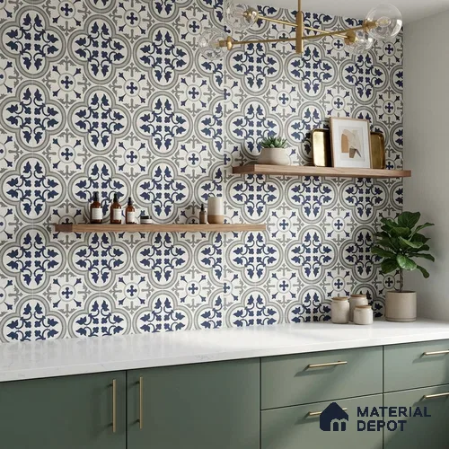 Multifired Moroccan Floor & Wall Tile TL 05683 Zellige Shadow Grey 1 ft x 1 ft Vitrified Matte Finish - 9 mm | Suitable for Kitchen, Bathroom, Balcony