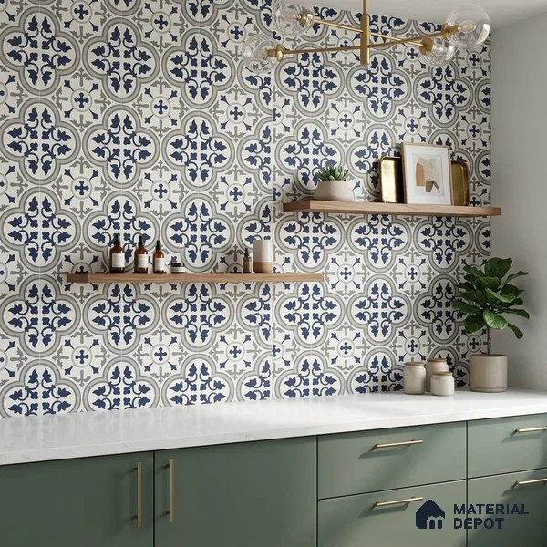 Multifired Moroccan Floor & Wall Tile TL 05683 Zellige Shadow Grey 12 x 12 inch Vitrified Matte Finish - 9 mm | Suitable for Living Room, Bathroom, Kitchen & Backsplash