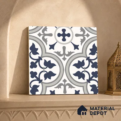 Multifired Moroccan Floor & Wall Tile TL 05683 Zellige Shadow Grey 12 x 12 inch Vitrified Matte Finish - 9 mm | Suitable for Living Room, Bathroom, Kitchen & Backsplash