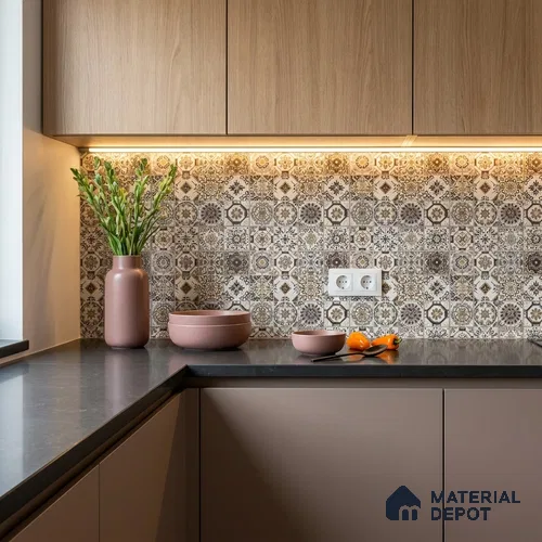 Multifired Moroccan Floor & Wall Tile TL 05684 B Zellige Rich Bruno 1 ft x 1 ft Vitrified Matte Finish - 9 mm | Suitable for Kitchen, Bathroom, Balcony