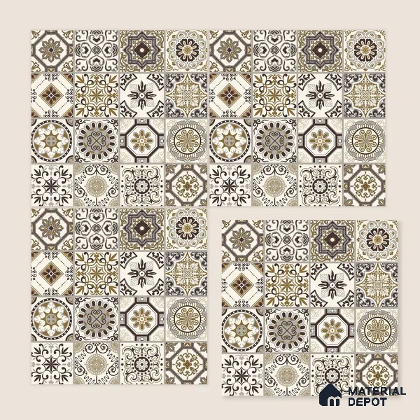 Multifired Moroccan Floor & Wall Tile TL 05684 B Zellige Rich Bruno 12 x 12 inch Vitrified Matte Finish - 9 mm | Suitable for Living Room, Bathroom, Kitchen & Backsplash