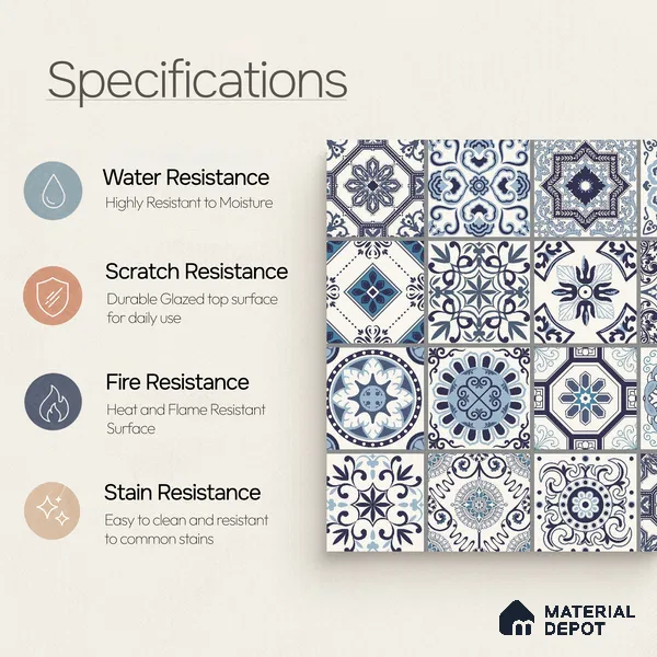 Multifired Moroccan Floor & Wall Tile TL 05684 Zellige Deep Bruno 12 x 12 inch Vitrified Matte Finish - 9 mm | Suitable for Living Room, Bathroom, Kitchen & Backsplash