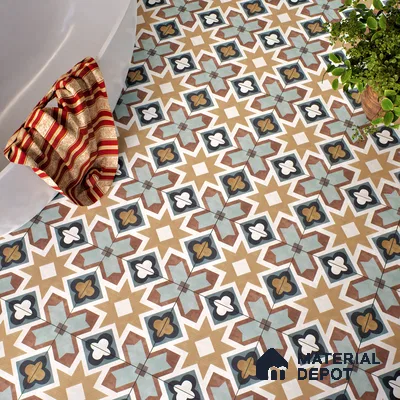 Multifired Moroccan Floor & Wall Tile TL 05685 Zellige Rodin Emerald 1 ft x 1 ft Vitrified Matte Finish - 9 mm | Suitable for Bathroom, Kitchen, Balcony