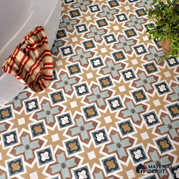 Multifired Moroccan Floor & Wall Tile TL 05685 Zellige Rodin Emerald 1 ft x 1 ft Vitrified Matte Finish - 9 mm | Suitable for Bathroom, Kitchen, Balcony
