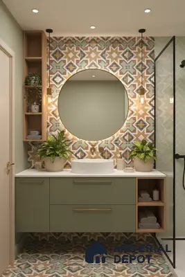 Multifired Moroccan Floor & Wall Tile TL 05685 Zellige Rodin Emerald 1 ft x 1 ft Vitrified Matte Finish - 9 mm | Suitable for Bathroom, Kitchen & Backsplash