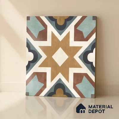 Multifired Moroccan Floor & Wall Tile TL 05685 Zellige Rodin Emerald 1 ft x 1 ft Vitrified Matte Finish - 9 mm | Suitable for Bathroom, Kitchen, Balcony