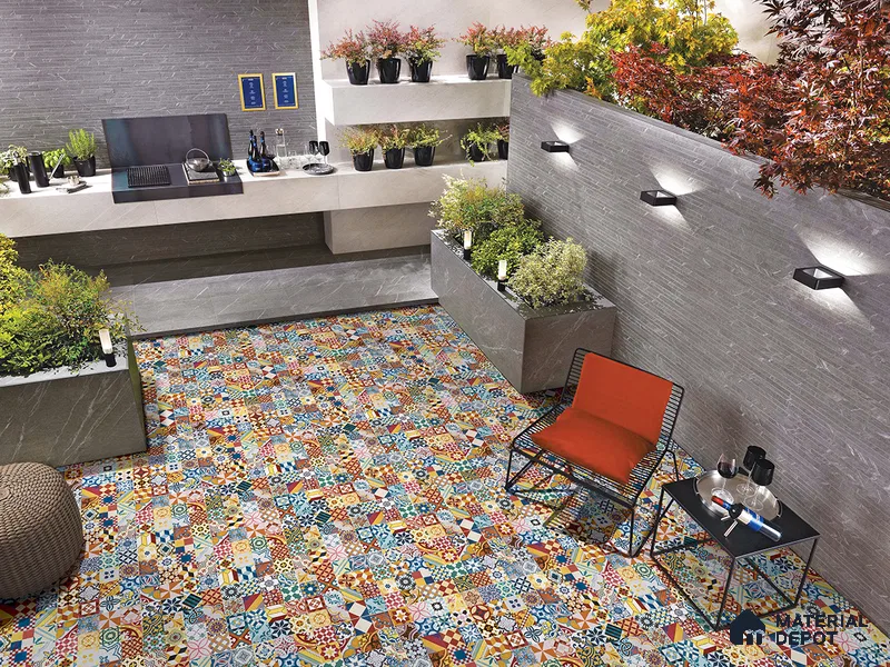 Multifired Moroccan Floor & Wall Tile TL 05687 Zellige Golden Klimt 1 ft x 1 ft Vitrified Matte Finish - 9 mm | Suitable for Kitchen, Bathroom, Balcony