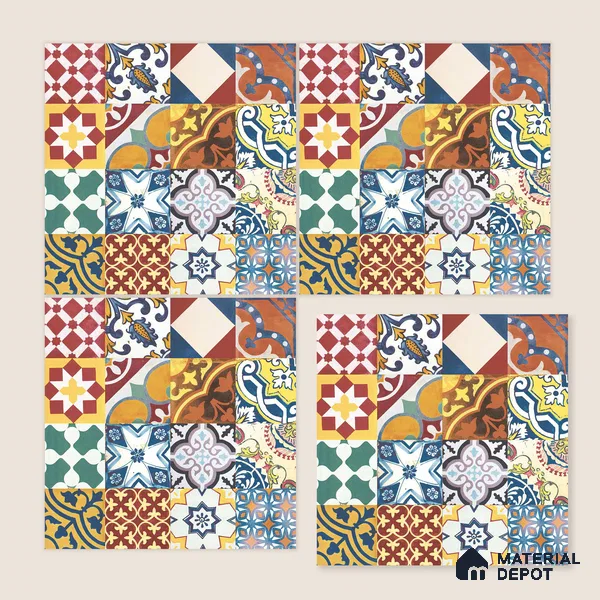 Multifired Moroccan Floor & Wall Tile TL 05687 Zellige Golden Klimt 1 ft x 1 ft Vitrified Matte Finish - 9 mm | Suitable for Kitchen, Bathroom, Balcony