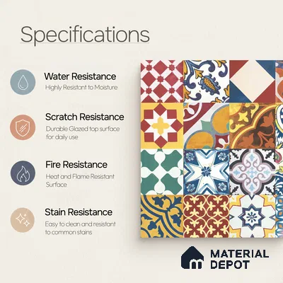 Multifired Moroccan Floor & Wall Tile TL 05687 Zellige Golden Klimt 1 ft x 1 ft Vitrified Matte Finish - 9 mm | Suitable for Kitchen, Bathroom, Balcony
