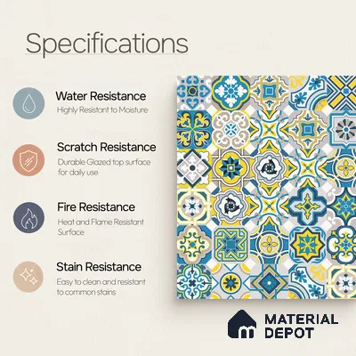 Multifired Moroccan Floor & Wall Tile TL 05688 Zellige Amber Azraq 1 ft x 1 ft Vitrified Matte Finish - 9 mm | Suitable for Kitchen, Bathroom, Balcony