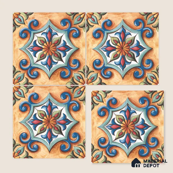 Multifired Moroccan Floor & Wall Tile TL 05690 Zellige Tar Heel Blue 1 ft x 1 ft Vitrified Matte Finish - 9 mm | Suitable for Kitchen, Bathroom, Balcony