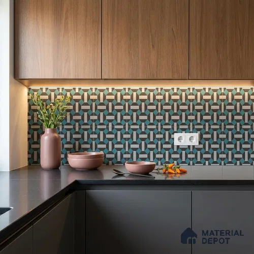 Multifired Moroccan Floor & Wall Tile TL 05691 Zellige Nocturnal Sea 1 ft x 1 ft Vitrified Matte Finish - 9 mm | Suitable for Kitchen, Bathroom, Balcony
