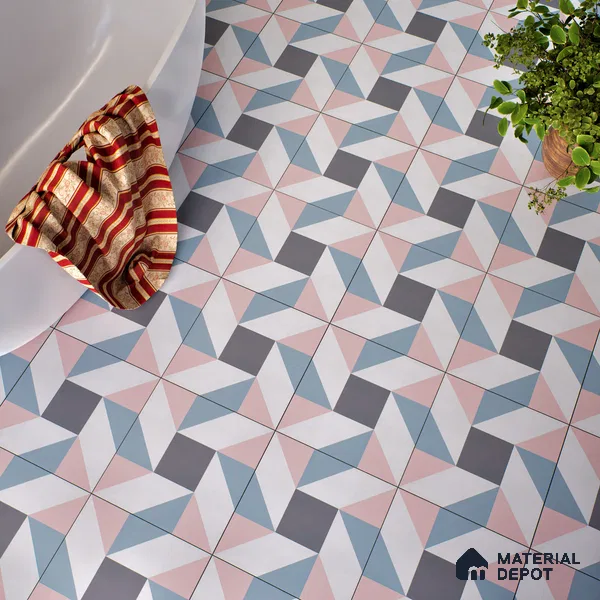 Multifired Moroccan Floor & Wall Tile TL 05692 Zellige Blossom Haze 1 ft x 1 ft Vitrified Matte Finish - 9 mm | Suitable for Bathroom, Kitchen & Backsplash