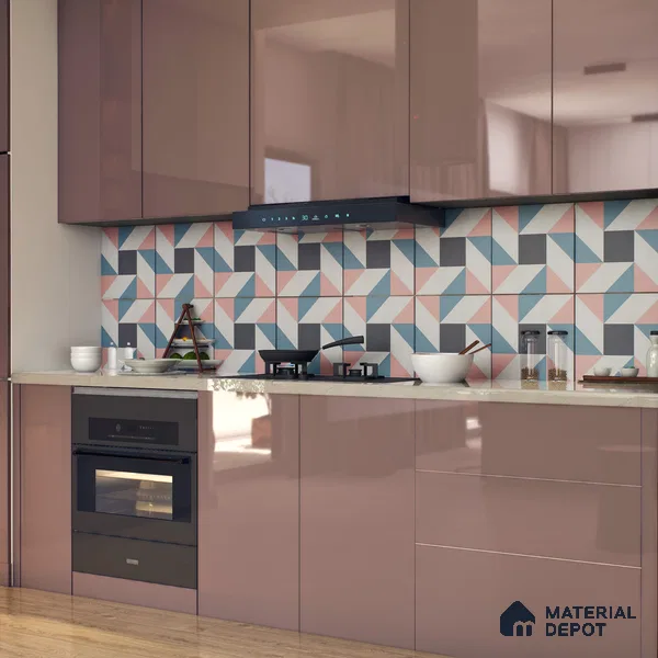 Multifired Moroccan Floor & Wall Tile TL 05692 Zellige Blossom Haze 1 ft x 1 ft Vitrified Matte Finish - 9 mm | Suitable for Bathroom, Kitchen & Backsplash