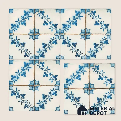 Multifired Moroccan Floor & Wall Tile TL 05693 Zellige Ivy Breeze 12 x 12 inch Vitrified Matte Finish - 9 mm | Suitable for Living Room, Bathroom, Kitchen & Backsplash