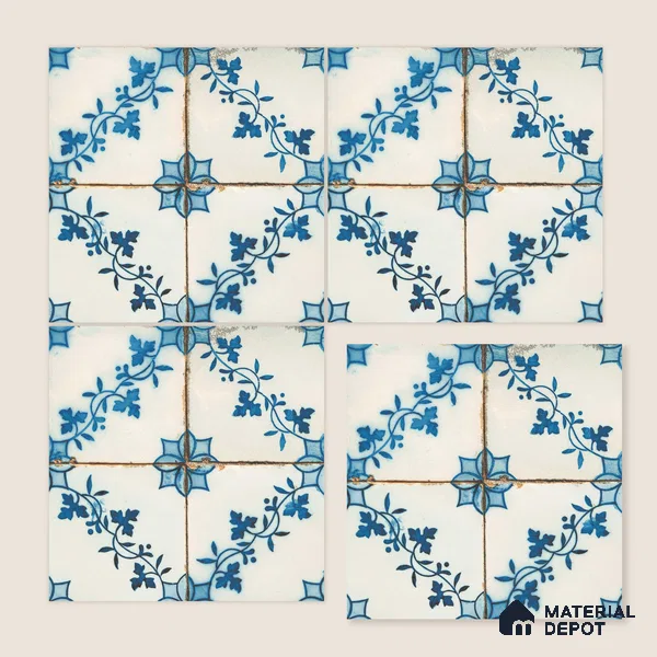 Multifired Moroccan Floor & Wall Tile TL 05693 Zellige Ivy Breeze 12 x 12 inch Vitrified Matte Finish - 9 mm | Suitable for Living Room, Bathroom, Kitchen & Backsplash