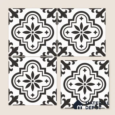 Multifired Moroccan Floor & Wall Tile TL 05696 Zellige Floral Lines 12 x 12 inch Vitrified Matte Finish - 9 mm | Suitable for Living Room, Bathroom, Kitchen & Backsplash