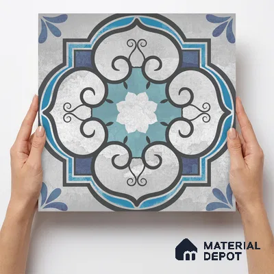 Multifired Moroccan Floor & Wall Tile TL 05699 Zellige Forest Sapphire 12 x 12 inch Vitrified Matte Finish - 9 mm | Suitable for Living Room, Bathroom, Kitchen & Backsplash