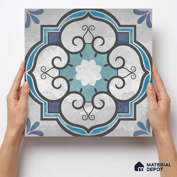 Multifired Moroccan Floor & Wall Tile TL 05699 Zellige Forest Sapphire 12 x 12 inch Vitrified Matte Finish - 9 mm | Suitable for Living Room, Bathroom, Kitchen & Backsplash