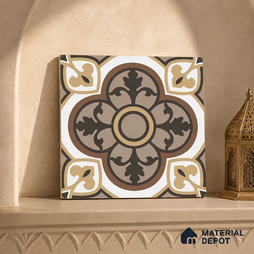 Multifired Moroccan Floor & Wall Tile TL 05703 Zellige Cream Damask 12 x 12 inch Vitrified Matte Finish - 9 mm | Suitable for Living Room, Bathroom, Kitchen & Backsplash | Image 05
