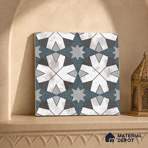 Multifired Moroccan Floor & Wall Tile TL 05708 Zellige Prismatic Green 12 x 12 inch Vitrified Matte Finish - 9 mm | Suitable for Living Room, Bathroom, Kitchen & Backsplash