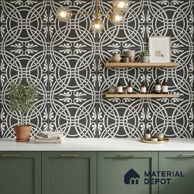 Multifired Moroccan Floor & Wall Tile TL 05711 Zellige Sphere Foliage 12 x 12 inch Vitrified Matte Finish - 9 mm | Suitable for Living Room, Bathroom, Kitchen & Backsplash