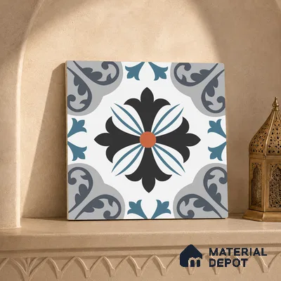 Multifired Moroccan Floor & Wall Tile TL 05714 Zellige Enigmatic Floral 12 x 12 inch Vitrified Matte Finish - 9 mm | Suitable for Living Room, Bathroom,Kitchen & Backsplash