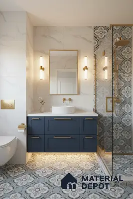 Multifired Moroccan Floor & Wall Tile TL 05715 Zellige Elegant Aqua 1 ft x 1 ft Vitrified Matte Finish - 9 mm | Suitable for Bathroom, Kitchen & Backsplash
