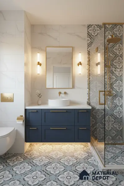 Multifired Moroccan Floor & Wall Tile TL 05715 Zellige Elegant Aqua 1 ft x 1 ft Vitrified Matte Finish - 9 mm | Suitable for Bathroom, Kitchen & Backsplash