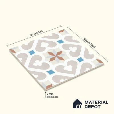 Multifired Moroccan Floor & Wall Tile TL 05716 Zellige Casablanca Dreams 1 ft x 1 ft Vitrified Matte Finish - 9 mm | Suitable for Bathroom, Kitchen & Backsplash