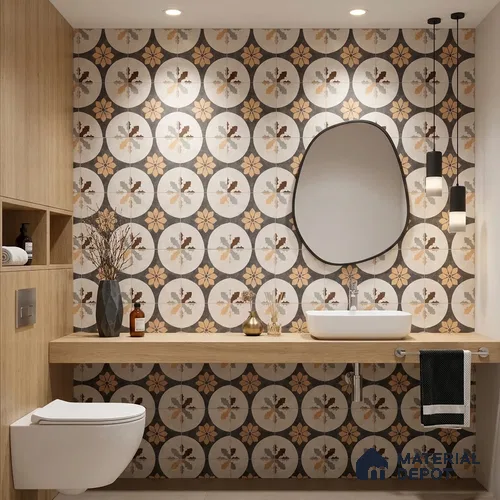 Multifired Moroccan Floor & Wall Tile TL 05717 Zellige Fall Foliage 1 ft x 1 ft Vitrified Matte Finish - 9 mm | Suitable for Bathroom, Kitchen, Balcony