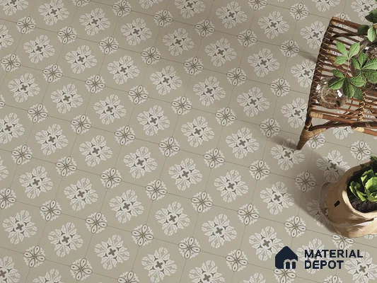 Multifired Moroccan Floor & Wall Tile TL 05718 B Zellige Beige Bloom 12 x 12 inch Vitrified Matte Finish - 9 mm | Suitable for Living Room, Bathroom, Kitchen & Backsplash