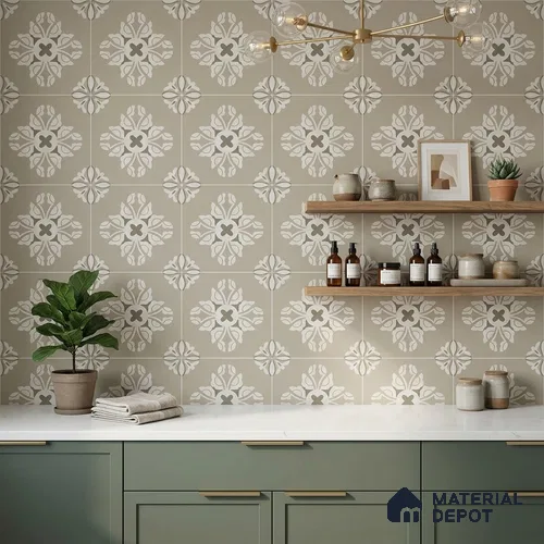Multifired Moroccan Floor & Wall Tile TL 05718 B Zellige Beige Bloom 1 ft x 1 ft Vitrified Matte Finish - 9 mm | Suitable for Bathroom, Kitchen, Balcony
