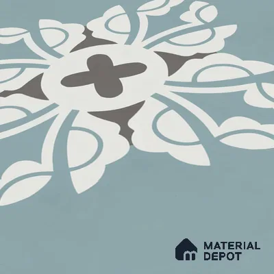 Multifired Moroccan Floor & Wall Tile TL 05718 Zellige Turquoise Bloom 1 ft x 1 ft Vitrified Matte Finish - 9 mm | Suitable for Bathroom, Kitchen & Backsplash