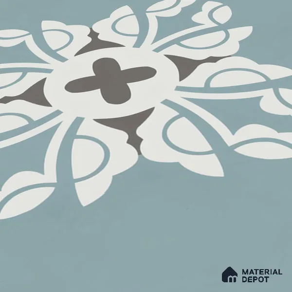 Multifired Moroccan Floor & Wall Tile TL 05718 Zellige Turquoise Bloom 1 ft x 1 ft Vitrified Matte Finish - 9 mm | Suitable for Bathroom, Kitchen & Backsplash