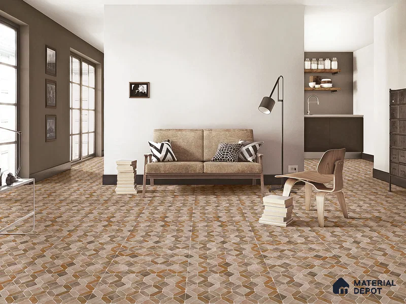Multifired Moroccan Floor & Wall Tile TL 05722 B Radiance Rustic Blue 2 ft x 2 ft Vitrified Matte Finish - 9 mm | Suitable For Balcony, Courtyard