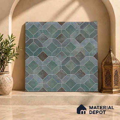 Multifired Moroccan Floor & Wall Tile TL 05722 Radiance Lepiz Elegance 2 ft x 2 ft Vitrified Matte Finish - 9 mm | Suitable for Living Room, Bathroom, Kitchen & Backsplash