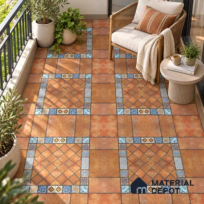 Multifired Moroccan Floor & Wall Tile TL 05723 Radiance Dazzling Brilliance 2 ft x 2 ft Vitrified Matte Finish - 9 mm | Suitable for Hallway, Outdoor, Terrace & Balcony